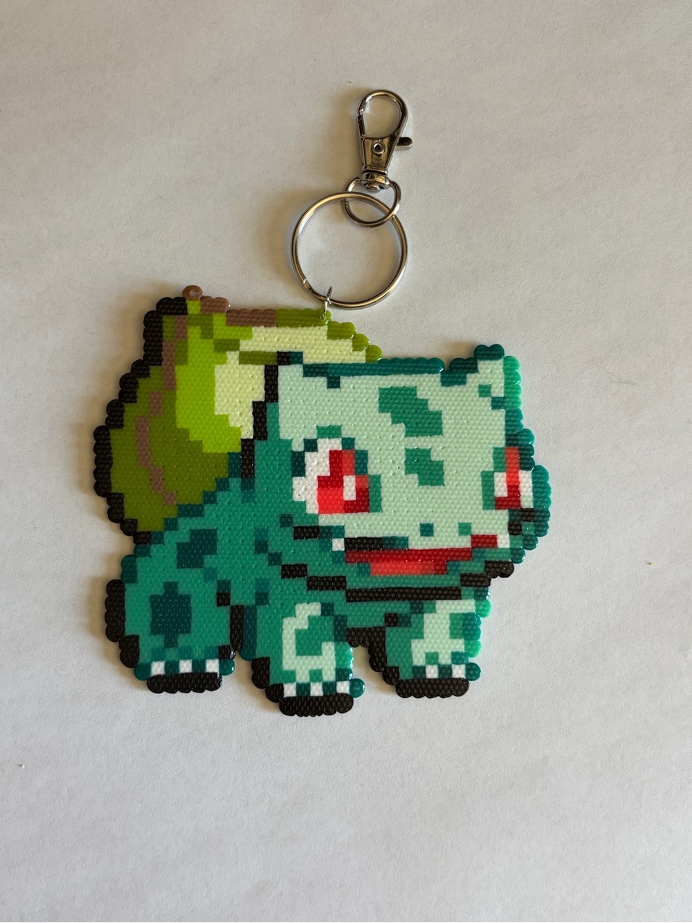 Pokemon Bulbasaur Beaded Pixel Keychain in Green and Red